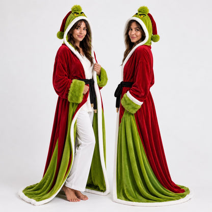 Twinklewell™ Christmas Velvet Cloak — Hooded, Heated & Party-Ready