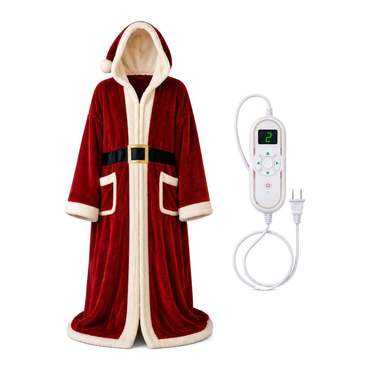 Twinklewell™ Christmas Velvet Cloak — Hooded, Heated & Party-Ready